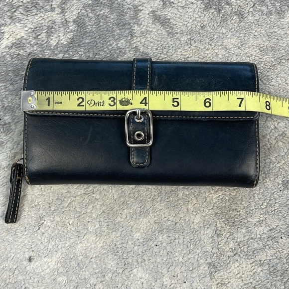 Vintage Coach Black Leather Buckle Wallet Continental - Picture 13 of 15
